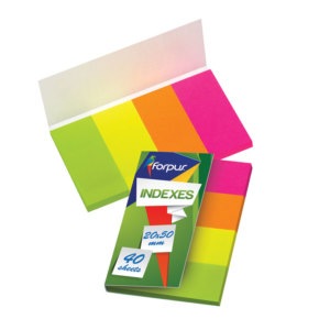 Indeksai žymekliai FORPUS, 20 x 50 mm, popieriniai, 4 spalvos