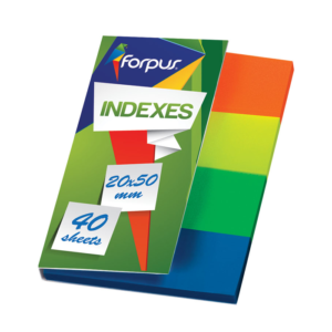 Indeksai žymekliai FORPUS, 20 x 50 mm, plastikiniai, 4 spalvos