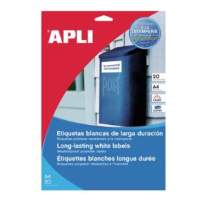 Lipnios etiketės APLI 70 x 37 mm, atsparios aplinkai, 24 vnt lape, 20 l., matinės
