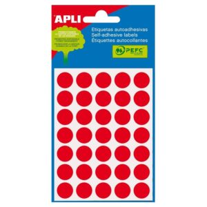 Lipnios etiketės APLI 2057, ⌀ 13 mm, 175 vnt., raudona sp.
