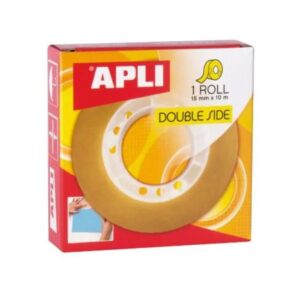 Lipni juostelė APLI 15 mm x 10 m, dvipusė, skaidri