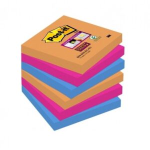 Lipnūs lapeliai 3M POST-IT Super Sticky 76 x 76 mm, įvairių sp., pakuotė