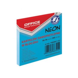 Lipnūs lapeliai OFFICE PRODUCTS 76 x 76 mm, 100 l, neon. mėlyna sp.