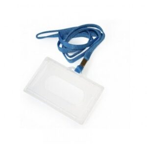 Vardinių kortelių dėklas su mėlyna virvute