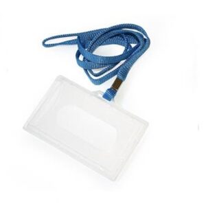 Vardinių kortelių dėklas ARGO 92 x 59 mm, 1 vnt. skaidrus, su mėlynu dirželiu