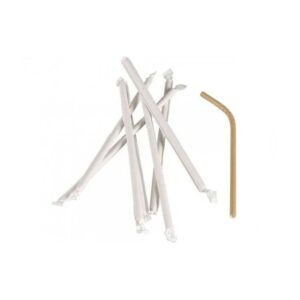 Popieriniai šiaudeliai įvilkti popieriuje, 6 mm x 20 cm, 100 vnt, balti