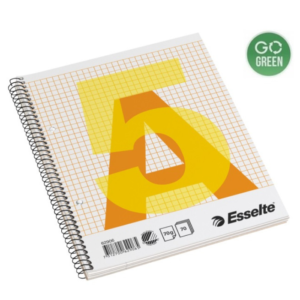 Sąsiuvinis A5 ESSELTE su spirale šone, 70 l., langeliais