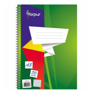 Sąsiuvinis A5 FORPUS su spirale, 70 l., langeliais