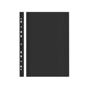 Segtuvėlis A4 skaidriu viršeliu su perforacija, juoda sp.