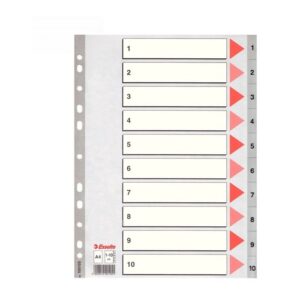 Skiriamieji lapai segtuvams ESSELTE, A4, 1-10, plastikiniai