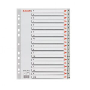 Skiriamieji lapai segtuvams ESSELTE, A4, A-Z, plastikiniai