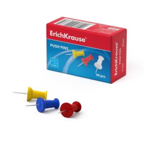 Smeigtukai Erich Krause kamštinei lentai 50 vnt., įvairių sp.