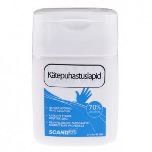 Valančios ir dezinfekuojančios servetėlės rankoms su minkštikliu SCANDER, 50 vnt.