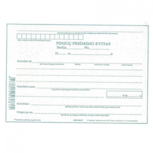 Pinigų priėmimo kvitas A6, be Nr.