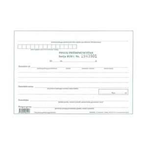 Pinigų priėmimo kvitas A6, su Nr.
