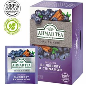 Arbata vaisinė AHMAD BLUEBERRY & CINNAMON, 20 vnt. x 2 g