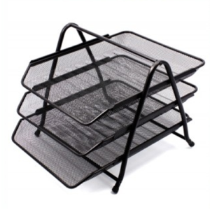 Dokumentų lentynėlė perforuoto metalo FORPUS, 3-jų dalių, juoda