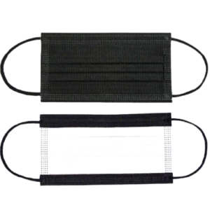 Vienkartinė trijų sluoksnių kaukė juoda/baltas vidus