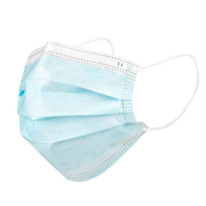 Vienkartinė medicininė trijų sluoksnių kaukė žydra