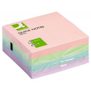 Lipnūs lapeliai Q-Connect, 76 x 76 mm, kubas, 400 l, įv. pastelinių sp.