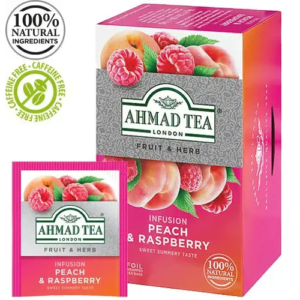 Arbata vaisių ir žolelių AHMAD ALU PEACH & RASPBERRY, 20 pak.